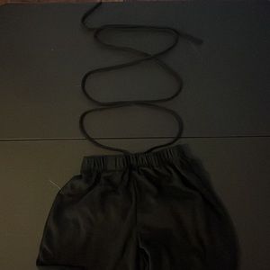 Black Sweatpants With Strings To Tie Up Torso